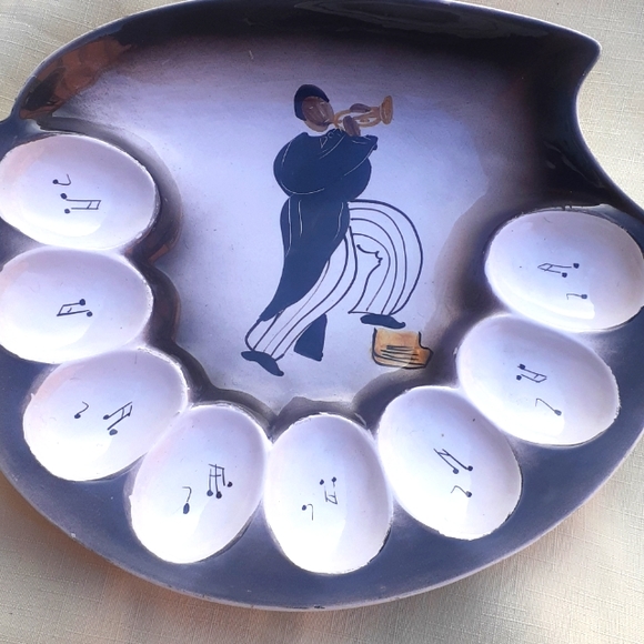 Vintage Musical Notes design Egg Platter  Italy - Picture 1 of 7